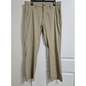 Eddie Bauer Tech Pants Mens 35x32 (35x31) Tan Hiking Outdoors Trail Lightweight*